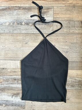 Madewell Black Ribbed Halter Top